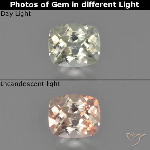 0.68ct Natural Amarillo claro Diásporo con Cambio de Color, Forma Cojín, VS