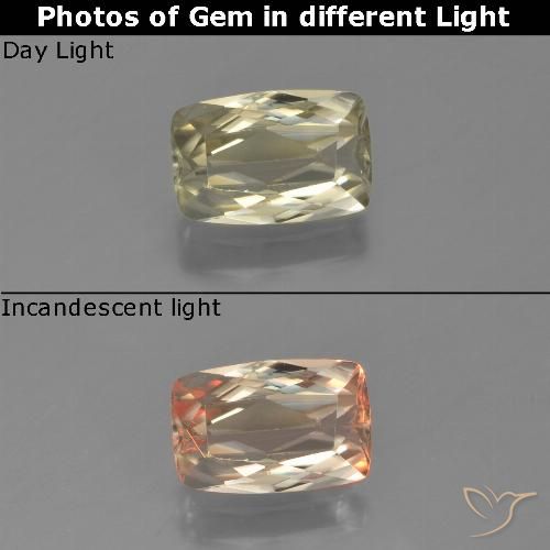 1.16ct Natural Amarillo claro Diásporo con Cambio de Color, Forma Cojín, VVS-VS