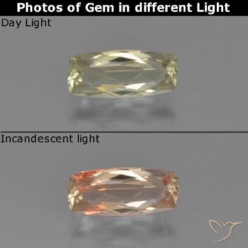 1.14ct Natural Amarillo claro Diásporo con Cambio de Color, Forma Cojín, VVS