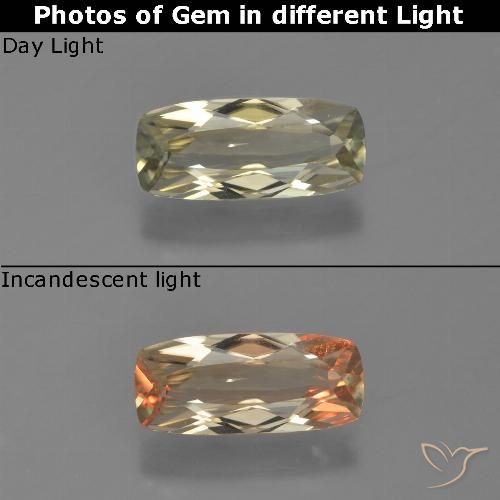1.01ct Natural Amarillo claro Diásporo con Cambio de Color, Forma Cojín, VVS-VS