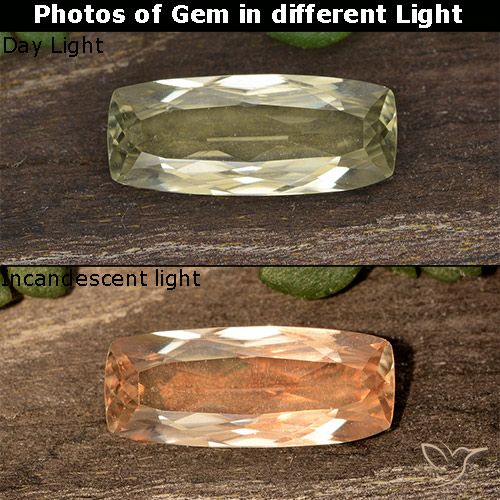 1.22ct Natural Amarillo claro Diásporo con Cambio de Color, Forma Cojín, VS