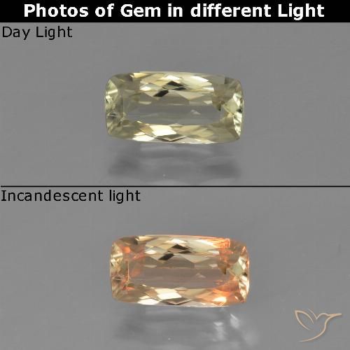 1.21ct Natural Amarillo claro Diásporo con Cambio de Color, Forma Cojín, VS
