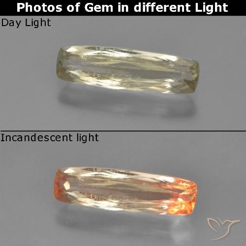 1.24ct Natural Amarillo pálido Diásporo con Cambio de Color, Forma Cojín, VS-SI