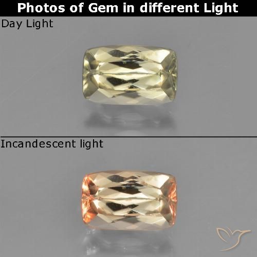 1.38ct Natural Amarillo claro Diásporo con Cambio de Color, Forma Cojín, VS