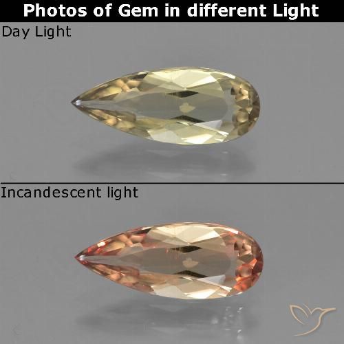 1.31ct Natural Amarillo terroso Diásporo con Cambio de Color, En forma de pera, VVS-VS
