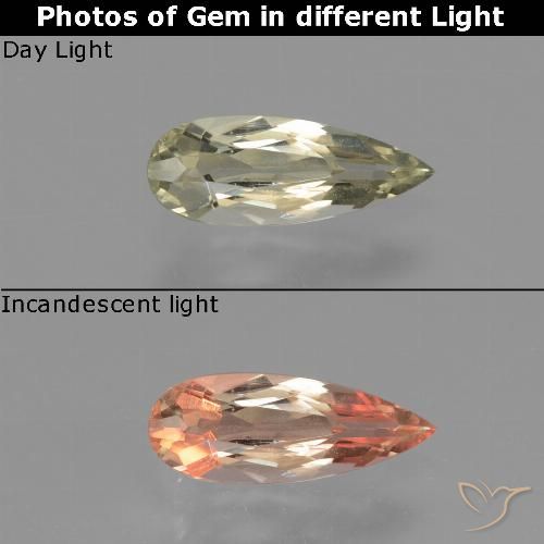 0.69ct Natural Amarillo muy claro Diásporo con Cambio de Color, En forma de pera, VVS-VS