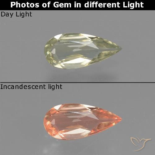 0.63ct Natural Beige amarillo Diásporo con Cambio de Color, En forma de pera, VVS-VS