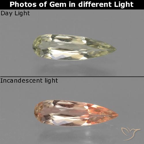 0.60ct Natural Amarillo claro Diásporo con Cambio de Color, En forma de pera, VVS-VS