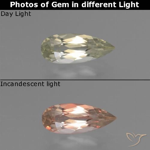 0.77ct Natural Amarillo muy claro Diásporo con Cambio de Color, En forma de pera, VS-SI