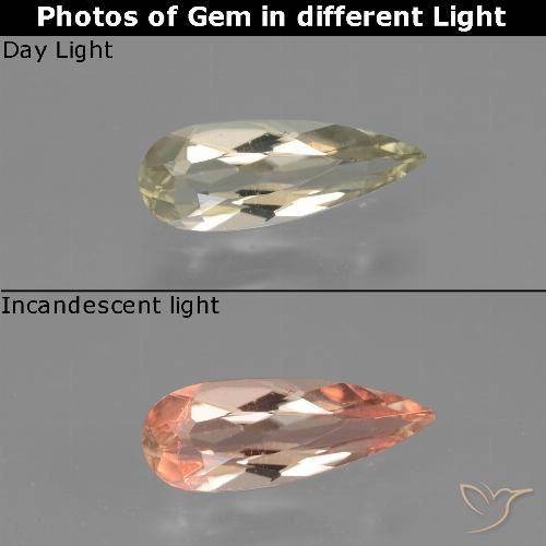 0.70ct Natural Amarillo muy claro Diásporo con Cambio de Color, En forma de pera, VVS-VS