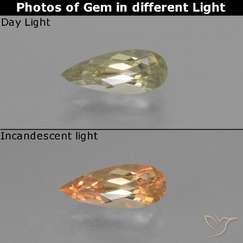 1.35ct Natural Amarillo claro Diásporo con Cambio de Color, En forma de pera, VVS-VS