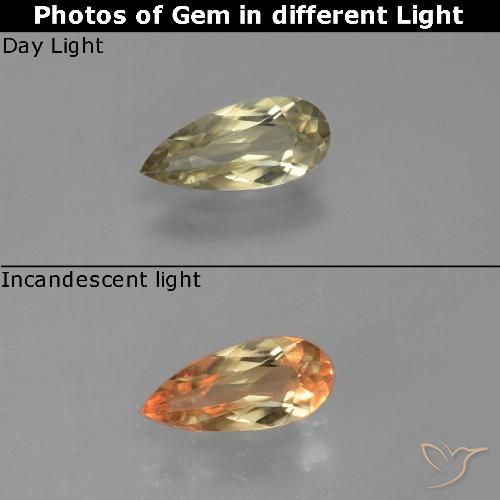 0.90ct Natural Amarillo suave Diásporo con Cambio de Color, En forma de pera, VVS-VS