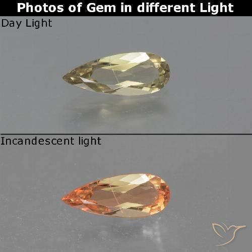 0.92ct Natural Amarillo claro Diásporo con Cambio de Color, En forma de pera, VS