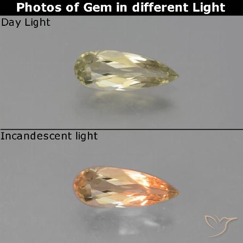 1.00ct Natural Amarillo pálido Diásporo con Cambio de Color, En forma de pera, VS