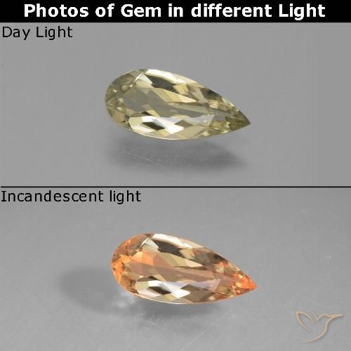 Diásporo con Cambio de Color Amarillo pálido natural de 0.99 ct, En forma de pera, VS