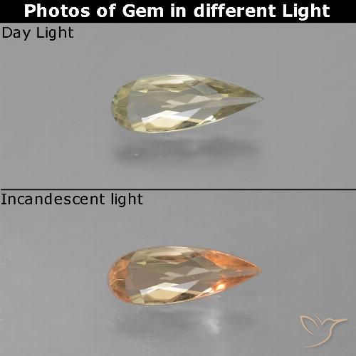 0.81ct Natural Amarillo claro Diásporo con Cambio de Color, En forma de pera, VS