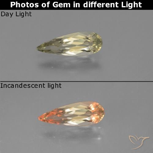 0.83ct Natural Amarillo pálido Diásporo con Cambio de Color, En forma de pera, VVS-VS