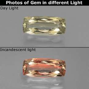 Diasporo con cambio de color cambio de color natural de 1,90 ct, corte cojín, VVS