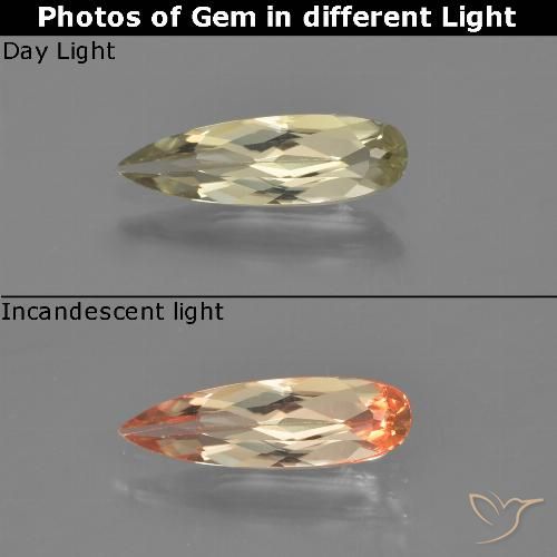 0.76ct Natural Amarillo claro Diásporo con Cambio de Color, En forma de pera, VVS-VS