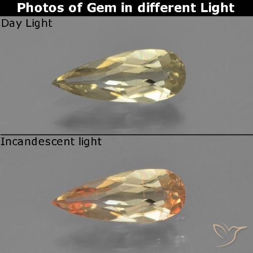 0.66ct Natural Amarillo claro Diásporo con Cambio de Color, En forma de pera, VVS-VS