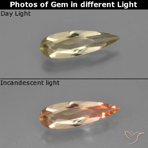 0.84ct Natural Amarillo cálido Diásporo con Cambio de Color, En forma de pera, VVS-VS