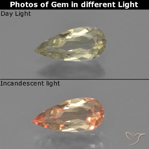 0.71ct Natural Amarillo pálido Diásporo con Cambio de Color, En forma de pera, VVS-VS