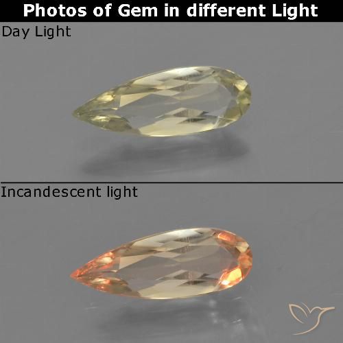 0.80ct Natural Amarillo pálido Diásporo con Cambio de Color, En forma de pera, VVS-VS