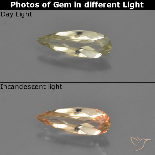 0.69ct Natural Amarillo claro Diásporo con Cambio de Color, En forma de pera, VVS-VS