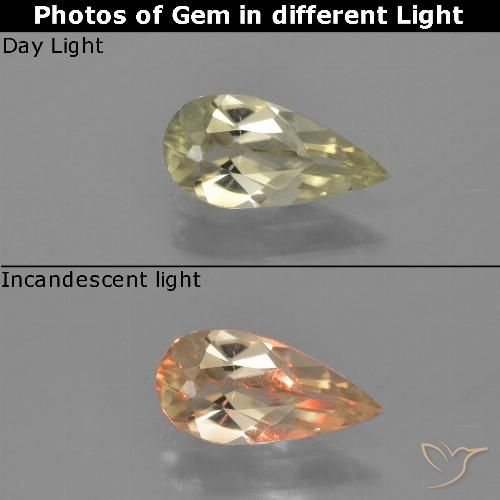 0.77ct Natural Amarillo suave Diásporo con Cambio de Color, En forma de pera, VVS-VS