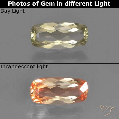 0.85ct Natural Beige amarillo Diásporo con Cambio de Color, Forma Cojín, VVS-VS
