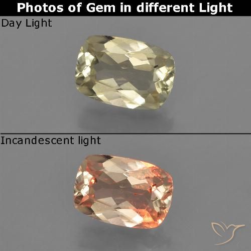 0.93ct Natural Amarillo terroso Diásporo con Cambio de Color, Forma Cojín, VVS-VS