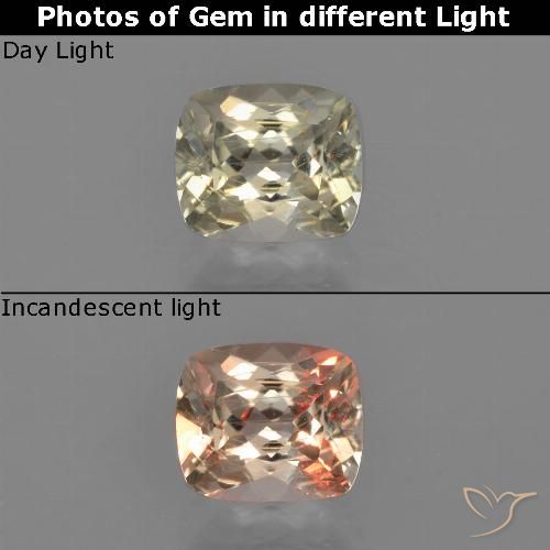 0.99ct Natural Amarillo muy claro Diásporo con Cambio de Color, Forma Cojín, VVS-VS