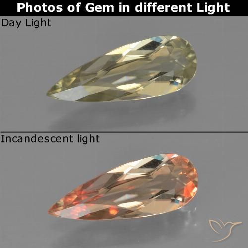0.93ct Natural Amarillo muy claro Diásporo con Cambio de Color, En forma de pera, VVS-VS