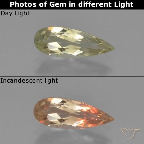 0.72ct Natural Amarillo muy claro Diásporo con Cambio de Color, En forma de pera, VS