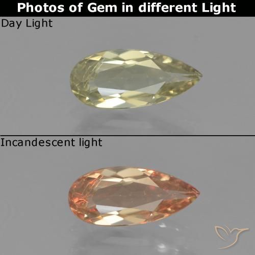 0.80ct Natural Amarillo muy pálido Diásporo con Cambio de Color, En forma de pera, VS