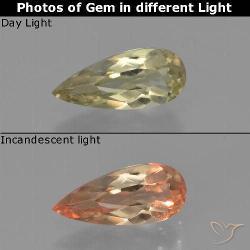 0.65ct Natural Amarillo claro Diásporo con Cambio de Color, En forma de pera, VVS