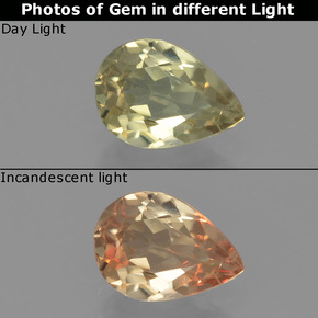 Diasporo con cambio de color multicolor natural de 0,75 ct, en forma de pera, VS