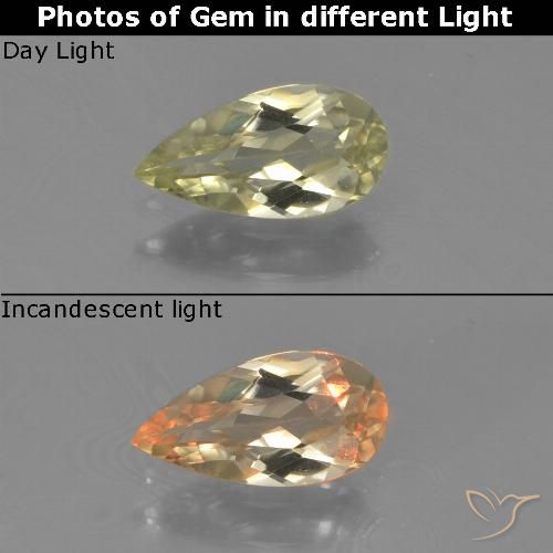 0.69ct Natural Amarillo pálido Diásporo con Cambio de Color, En forma de pera, VVS