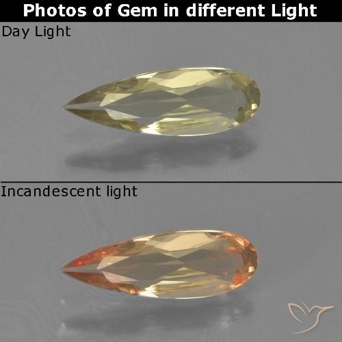 0.62ct Natural Amarillo pálido Diásporo con Cambio de Color, En forma de pera, VVS