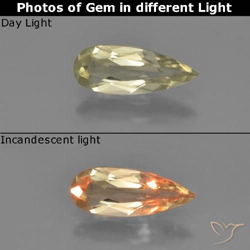 1.05ct Natural Amarillo claro Diásporo con Cambio de Color, En forma de pera, VVS-VS