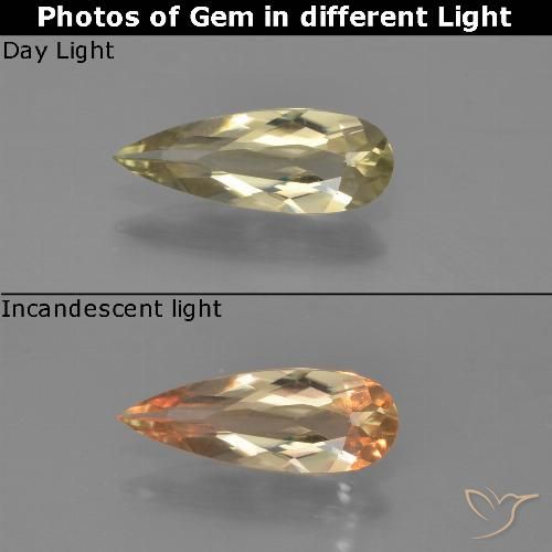 0.82ct Natural Amarillo terroso Diásporo con Cambio de Color, En forma de pera, VVS-VS