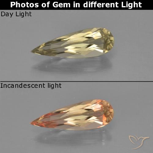 1.03ct Natural Amarillo terroso Diásporo con Cambio de Color, En forma de pera, VVS-VS