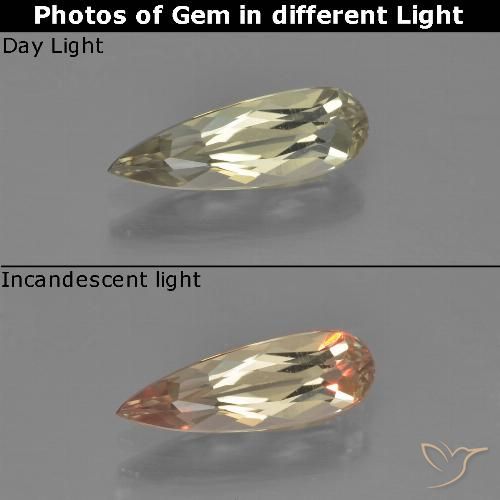 0.94ct Natural Amarillo dorado muy claro Diásporo con Cambio de Color, En forma de pera, VVS-VS