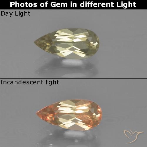 0.86ct Natural Amarillo muy claro Diásporo con Cambio de Color, En forma de pera, VVS-VS