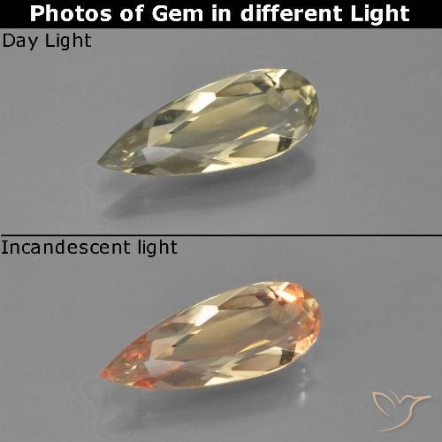 Diásporo con Cambio de Color Amarillo claro natural de 0.91 ct, En forma de pera, VVS-VS