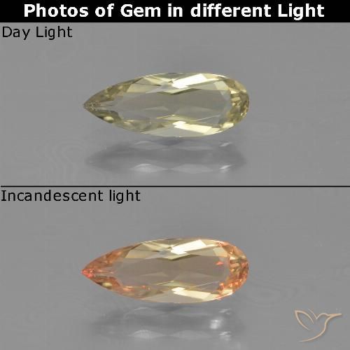 0.84ct Natural Beige amarillo Diásporo con Cambio de Color, En forma de pera, VVS-VS