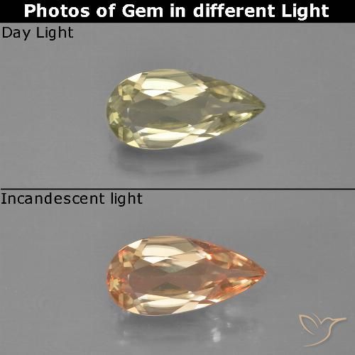 0.85ct Natural Amarillo claro Diásporo con Cambio de Color, En forma de pera, VVS-VS