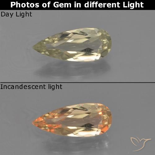 0.95ct Natural Amarillo pálido Diásporo con Cambio de Color, En forma de pera, VVS-VS