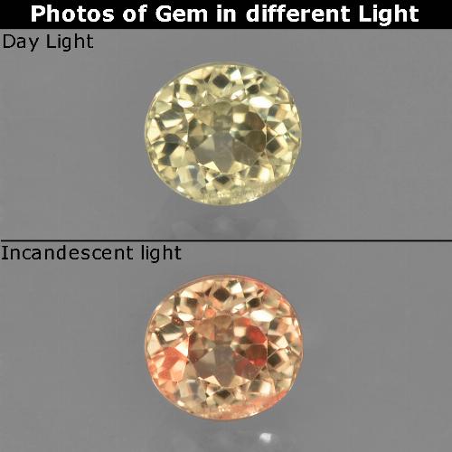 Diásporo con Cambio de Color Amarillo pálido natural de 0.86 ct, Corte Redondo, VS