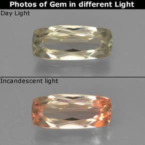 Diasporo con cambio de color amarillo natural de 1,52 ct, corte cojín, VVS-VS